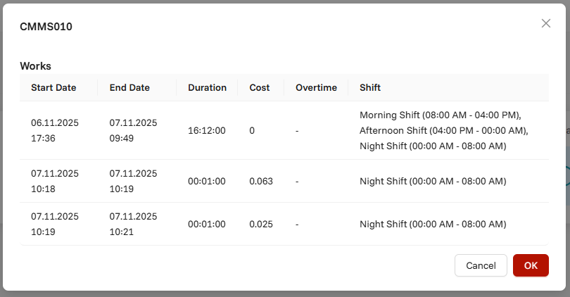 Task History Modal